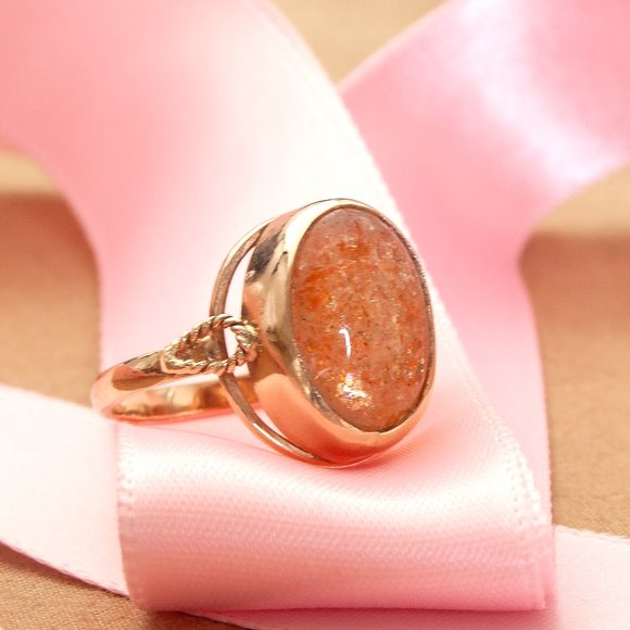 Handcrafted 14K Rose Gold Ring With Sunstone, Appraised $2600, Unique, Artisan - Picture 1 of 9